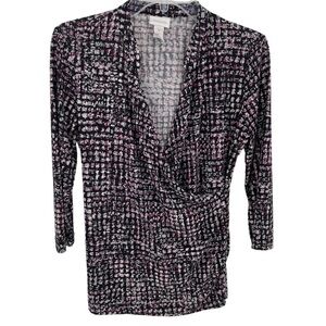 Chico's Multi-Color Abstract Print V-Neck Blouse - Chico's Sz 0 / US Sz S/4